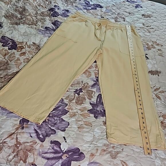 NWOT Cotton Linen Lightweight Wide Leg Cropped Pants Sz Medium Deep Pockets - Picture 4 of 7